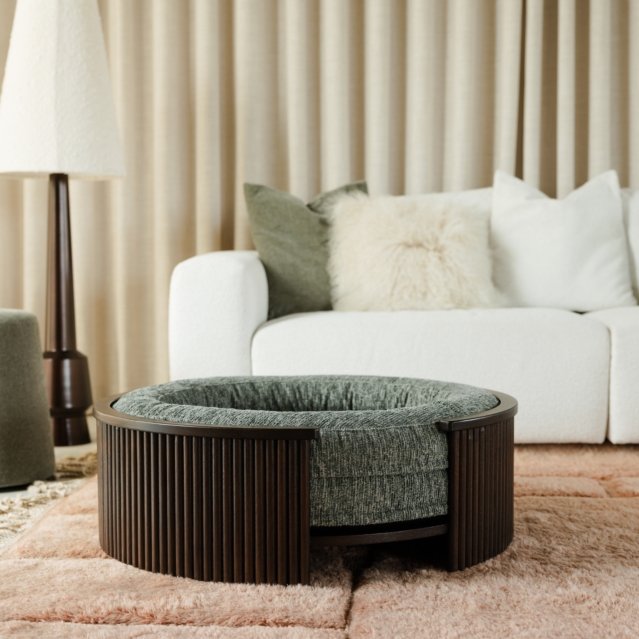 Swirl Elite Pouf Forest With Walnut