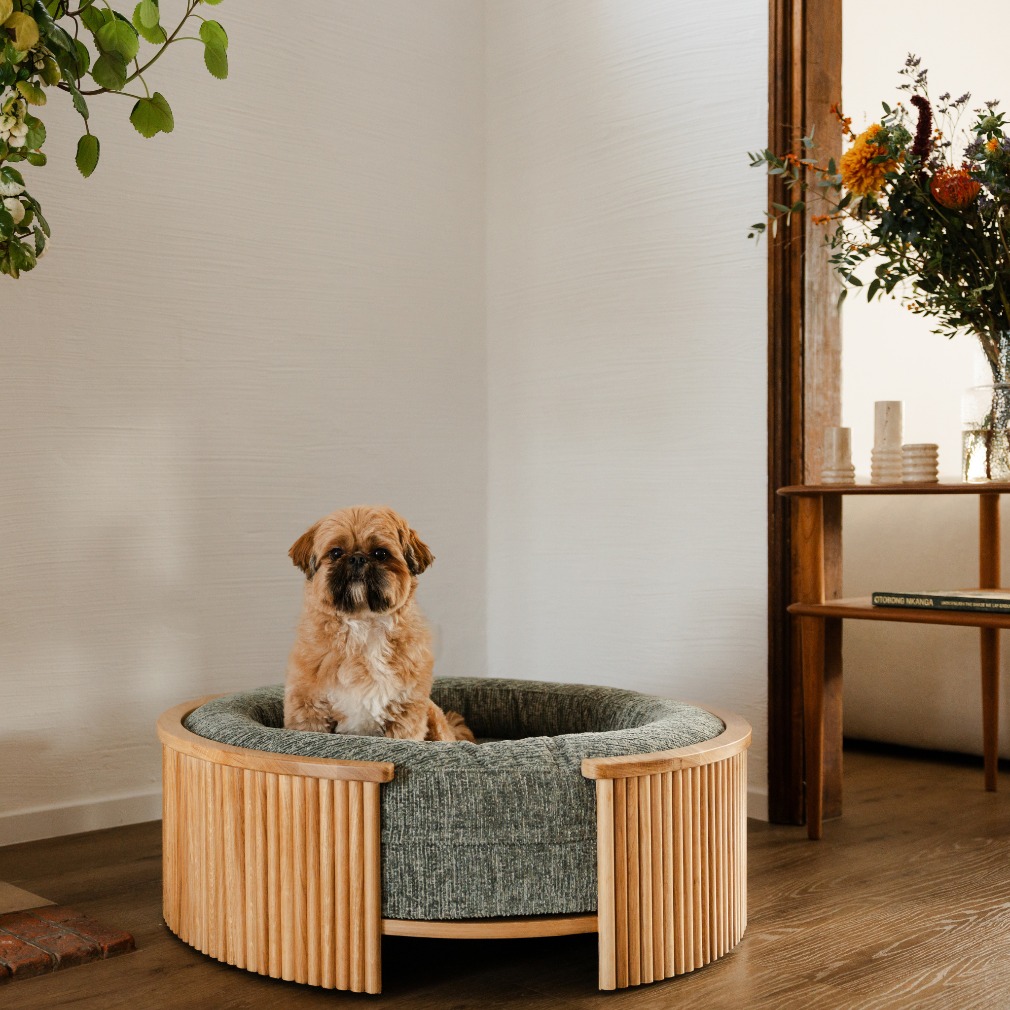 Swirl Elite Pouf Forest With Oak
