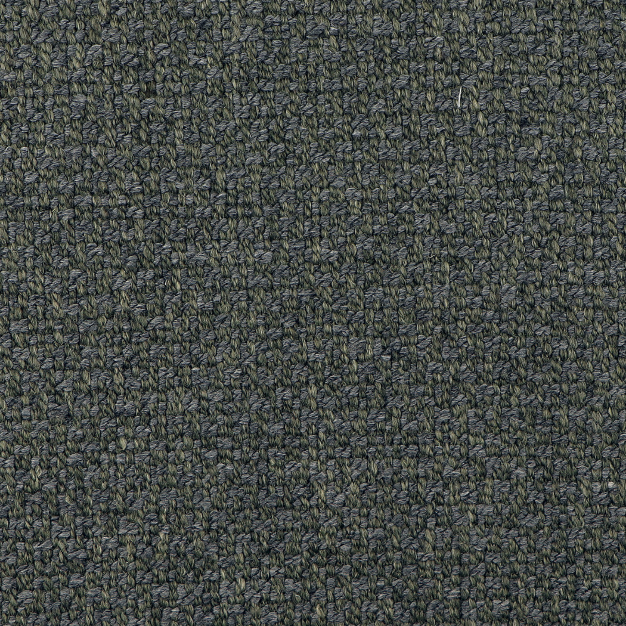 A close-up texture shot of a dark charcoal gray and olive green loop-pile carpet or fabric swatch.