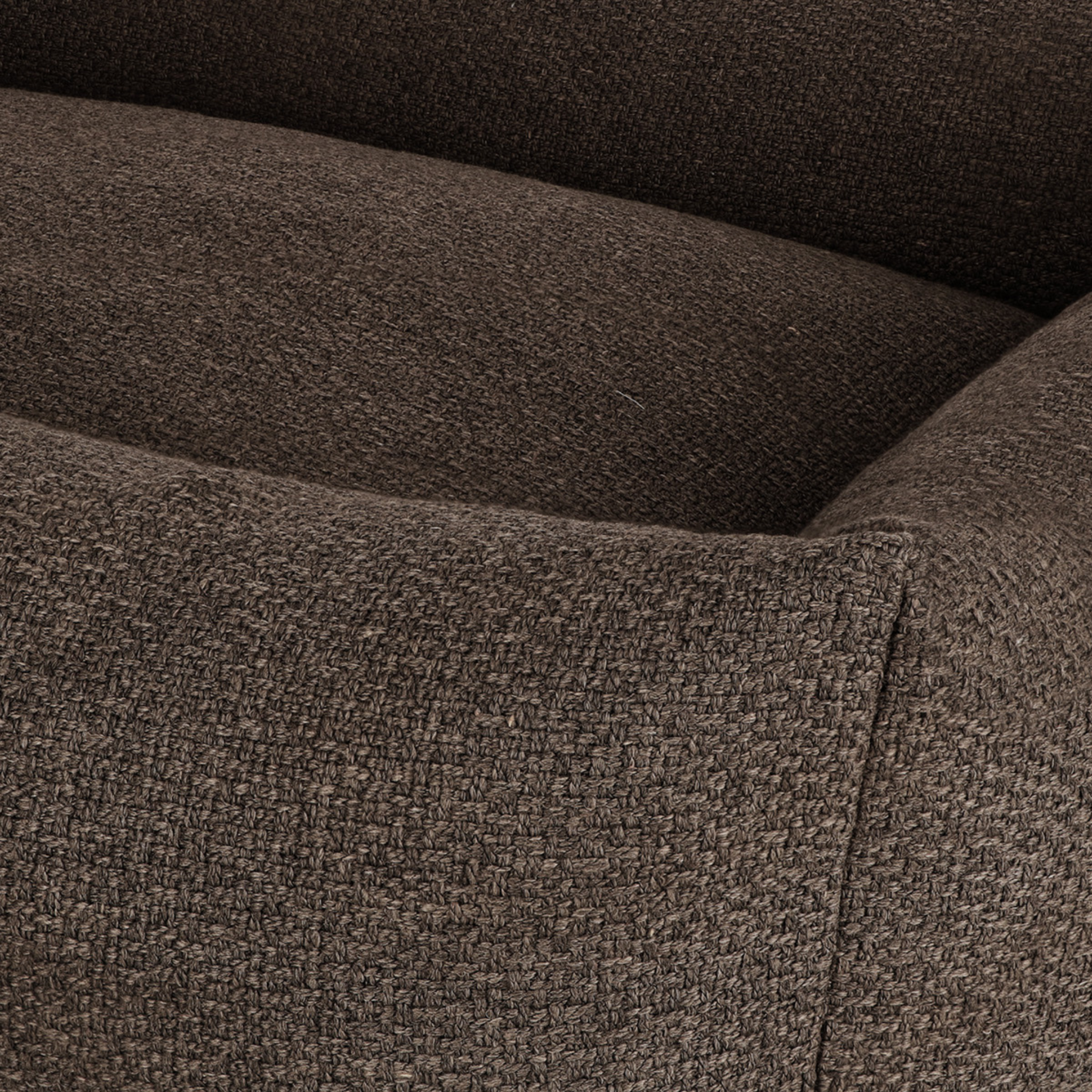 Close-up of the corner and seam of the Deep Taupe Snug dog bed