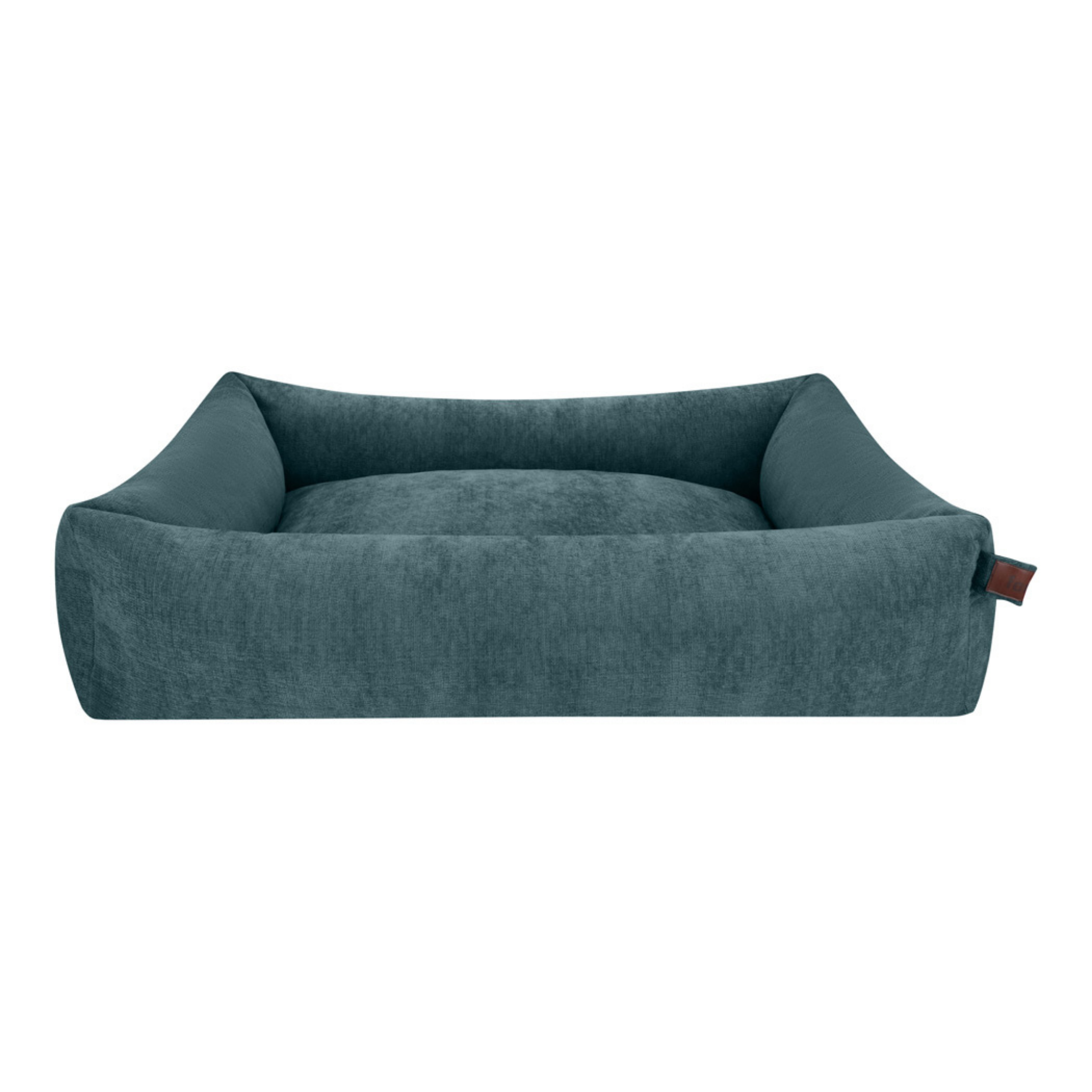 The Snug dog bed in Peacock Blue, shown against a white background