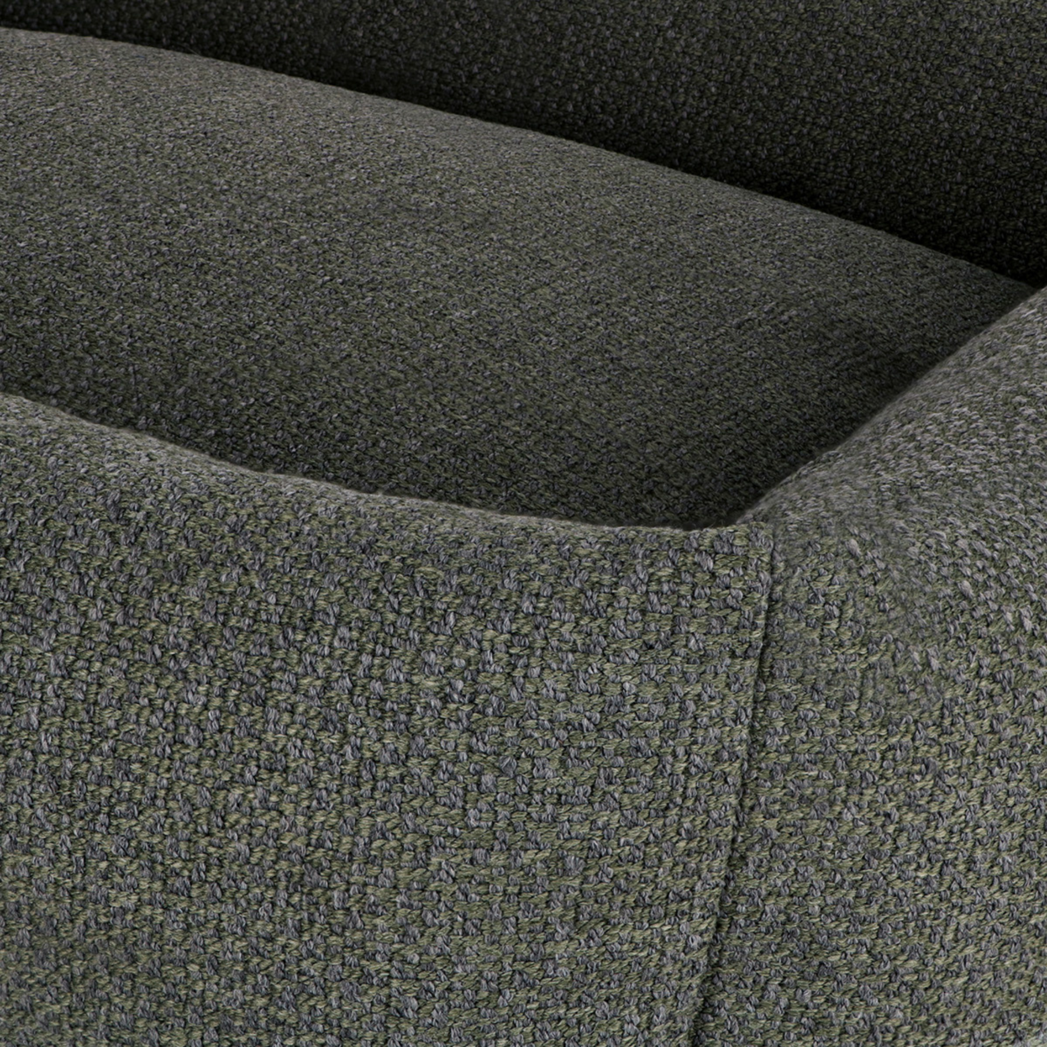 Close-up of the corner and seam of the Seaweed Green Snug dog bed