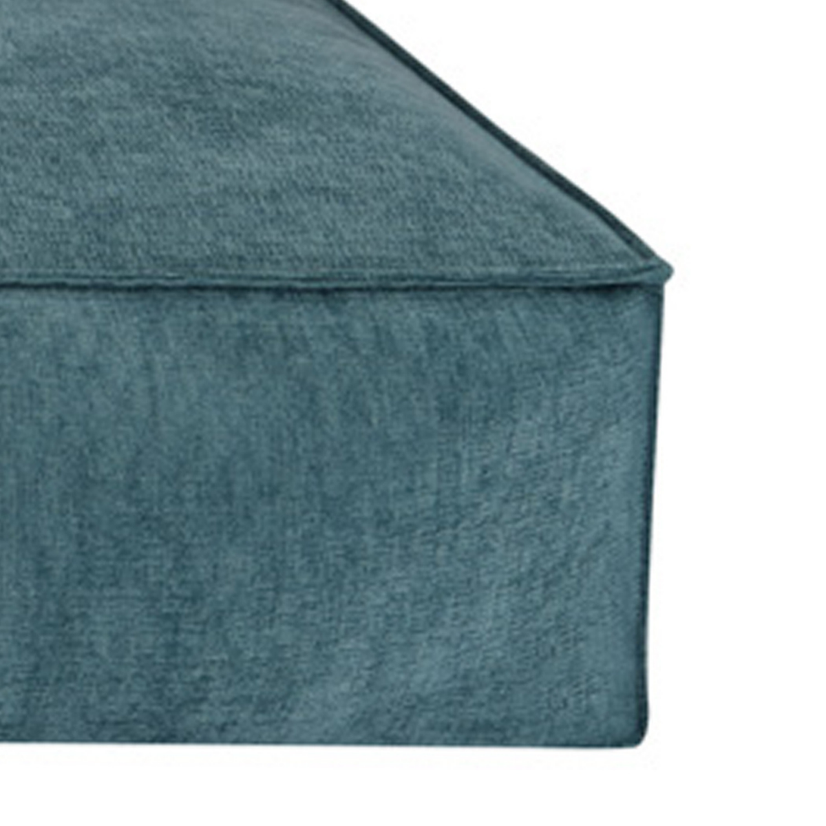 Close-up of the corner and seam of the Peacock Blue Stargaze dog mattress