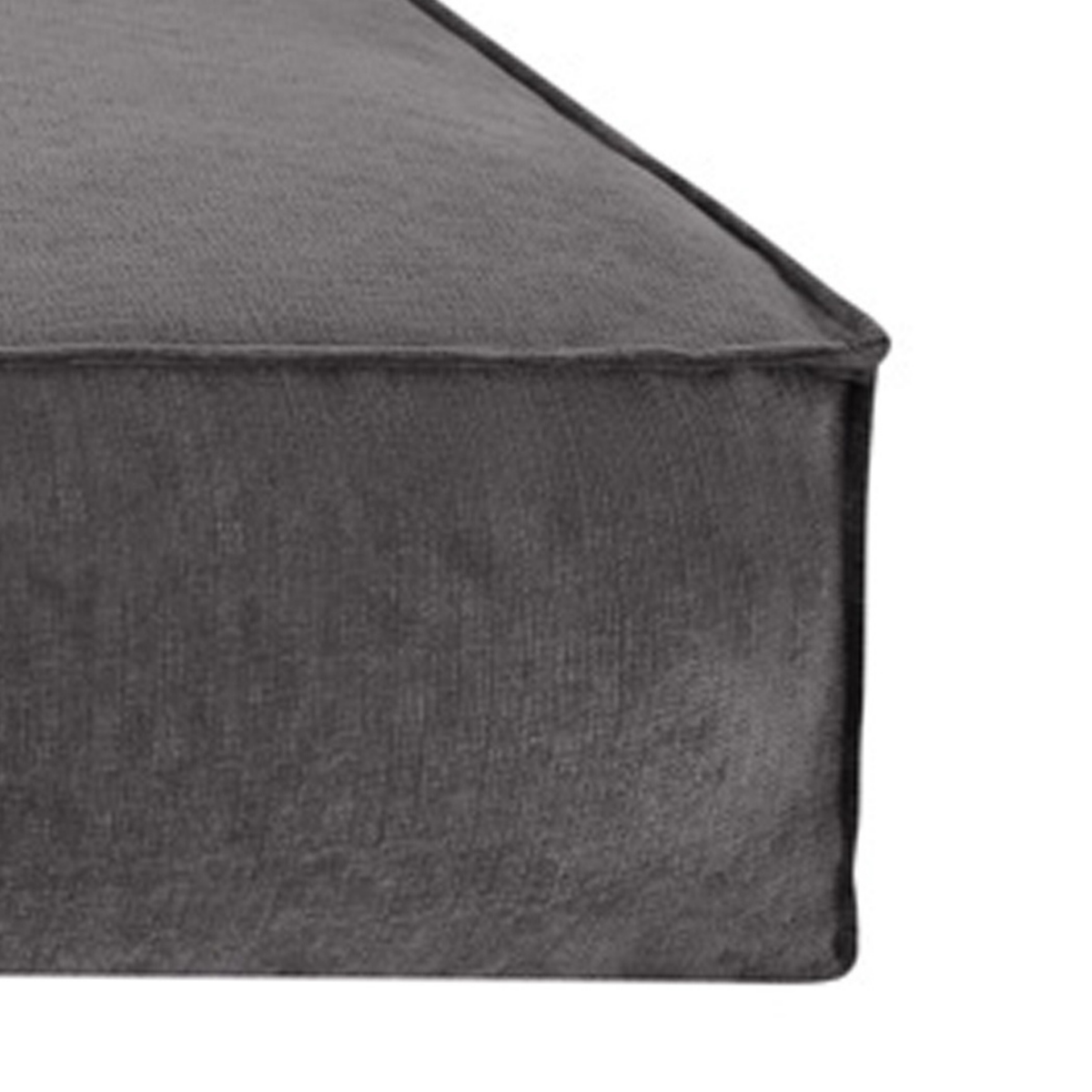 Close-up of the corner and seam of the Smoke Grey Stargaze dog mattress