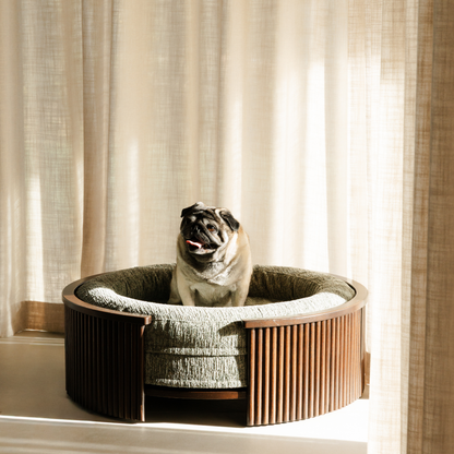 Swirl Elite Pouf Forest With Walnut