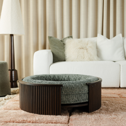 Swirl Elite Pouf Forest With Walnut