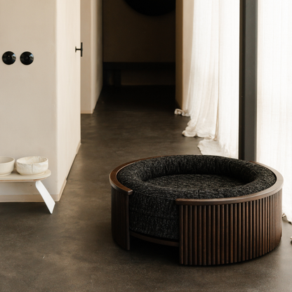Swirl Elite Pouf Coal With Walnut
