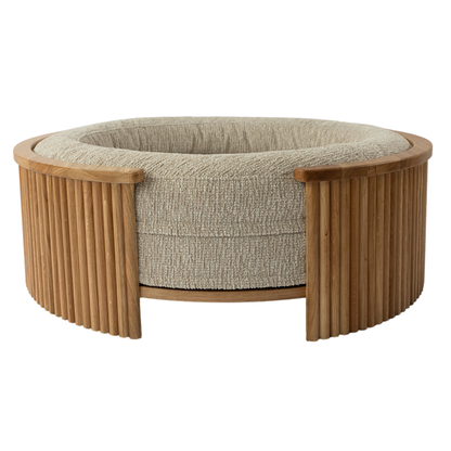 Swirl Elite Pouf Clay With Oak