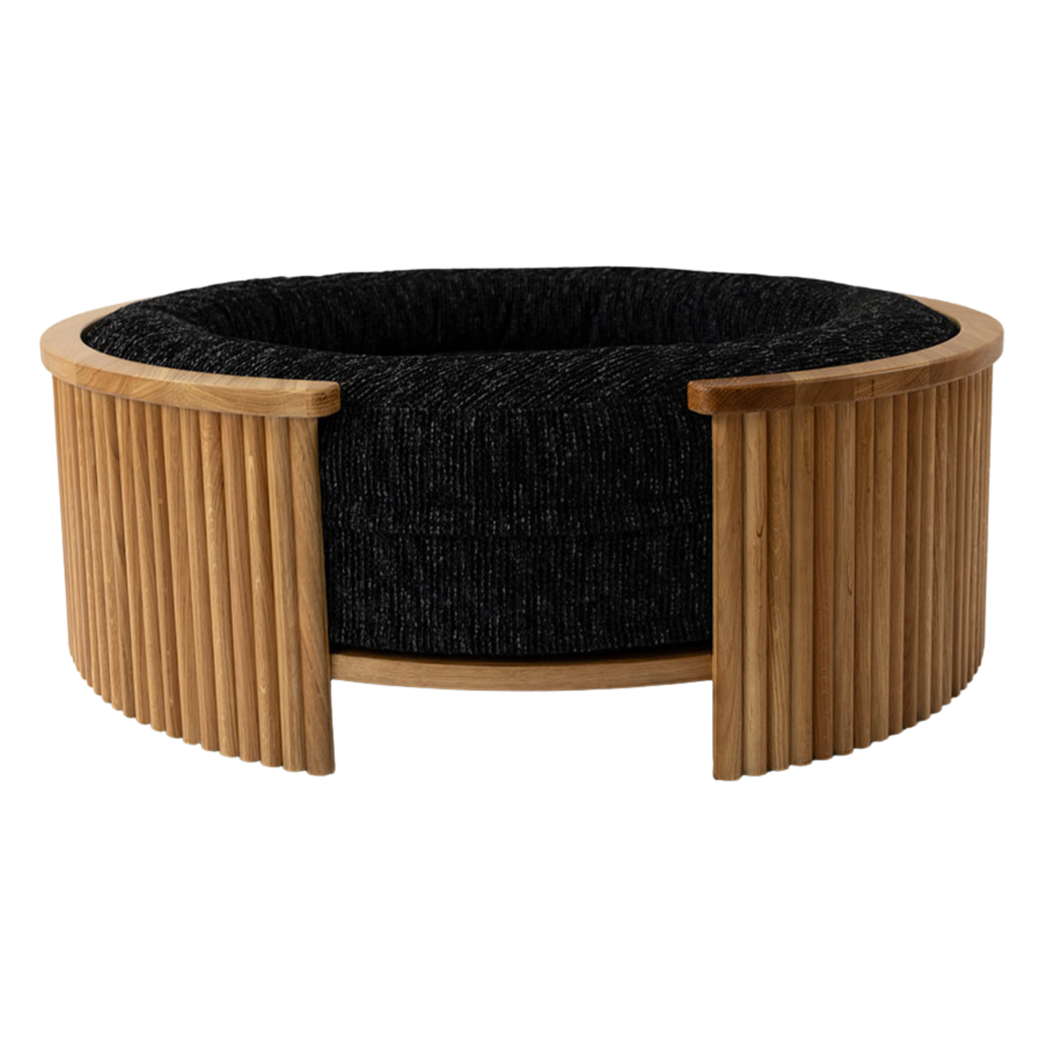 Swirl Elite Pouf Coal With Oak
