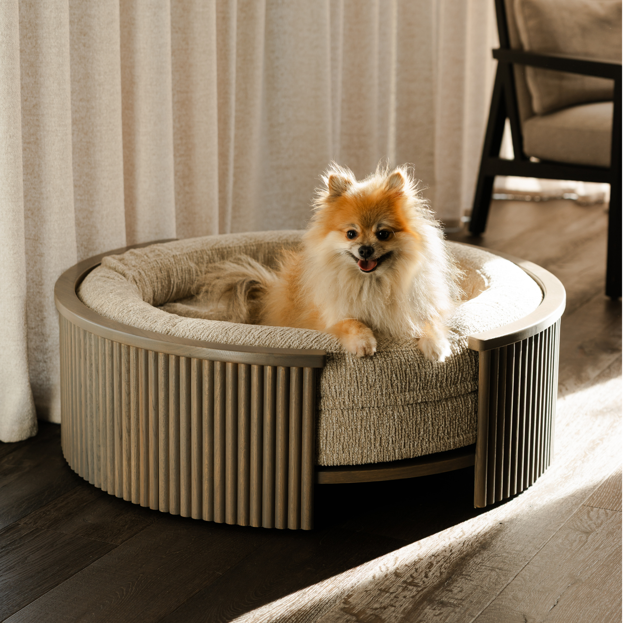 Swirl Elite Pouf Clay With Grey