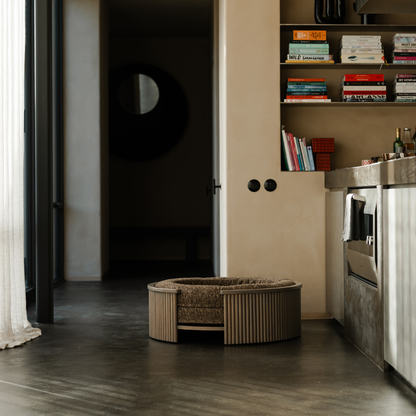 Swirl Elite Pouf Espresso With Grey