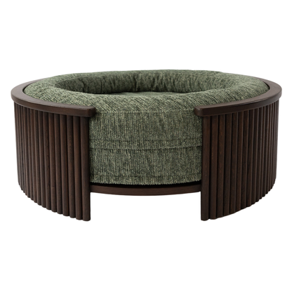 Swirl Elite Pouf Forest With Walnut