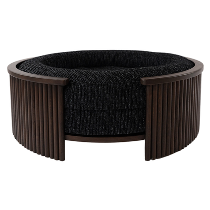 Swirl Elite Pouf Coal With Walnut