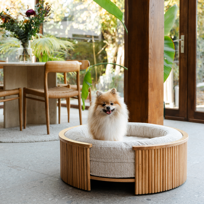 Swirl Elite Pouf Clay With Oak