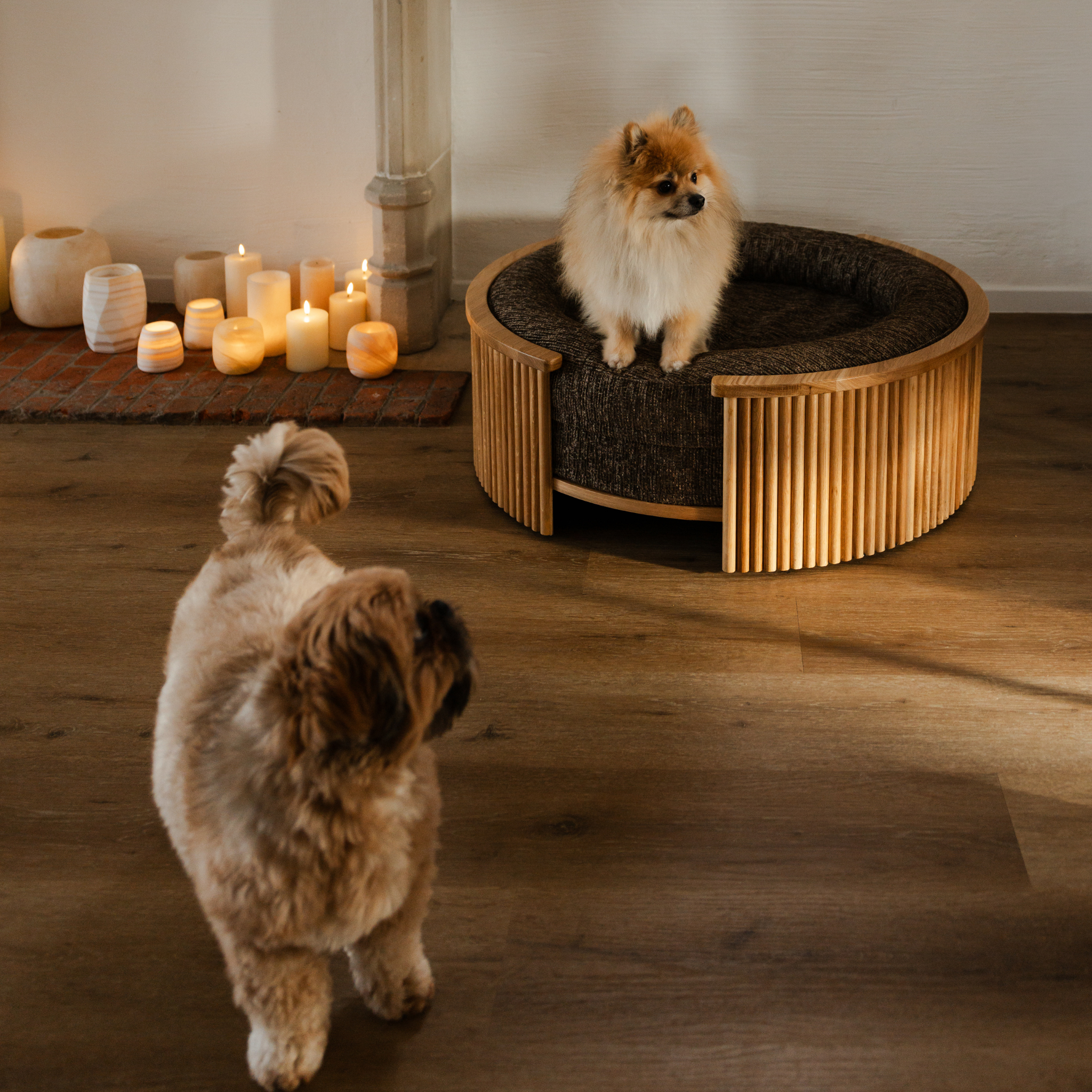 Swirl Elite Pouf Espresso With Oak