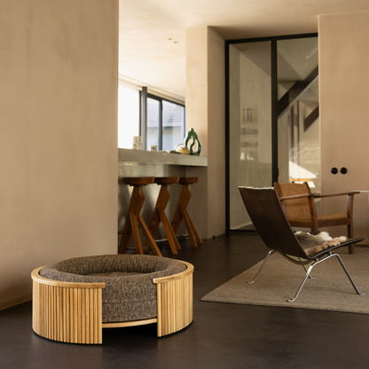 Swirl Elite Pouf Espresso With Oak