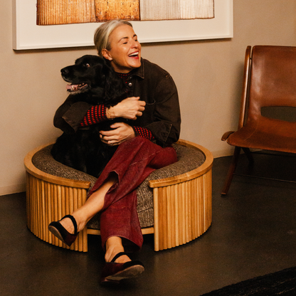 Swirl Elite Pouf Espresso With Oak