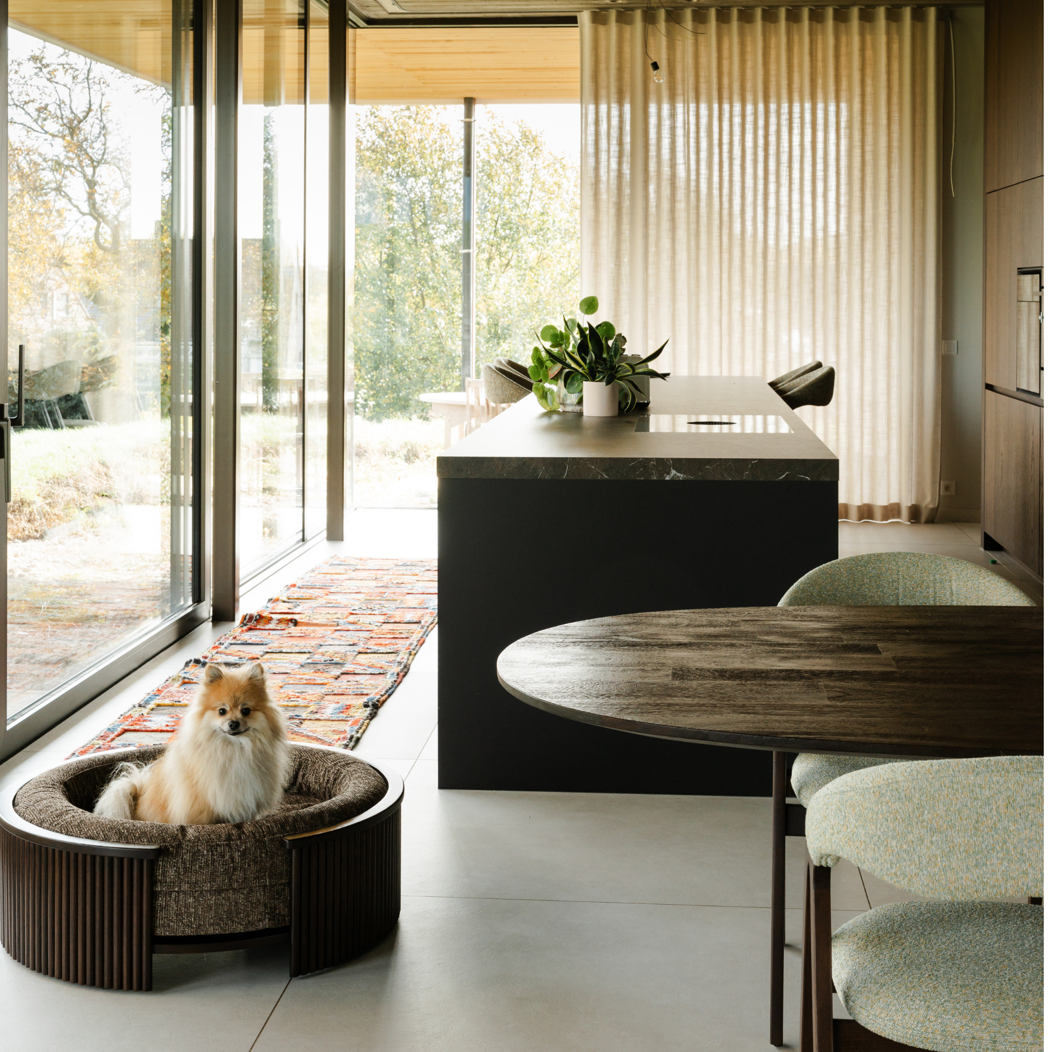 Swirl Elite Pouf Espresso With Walnut