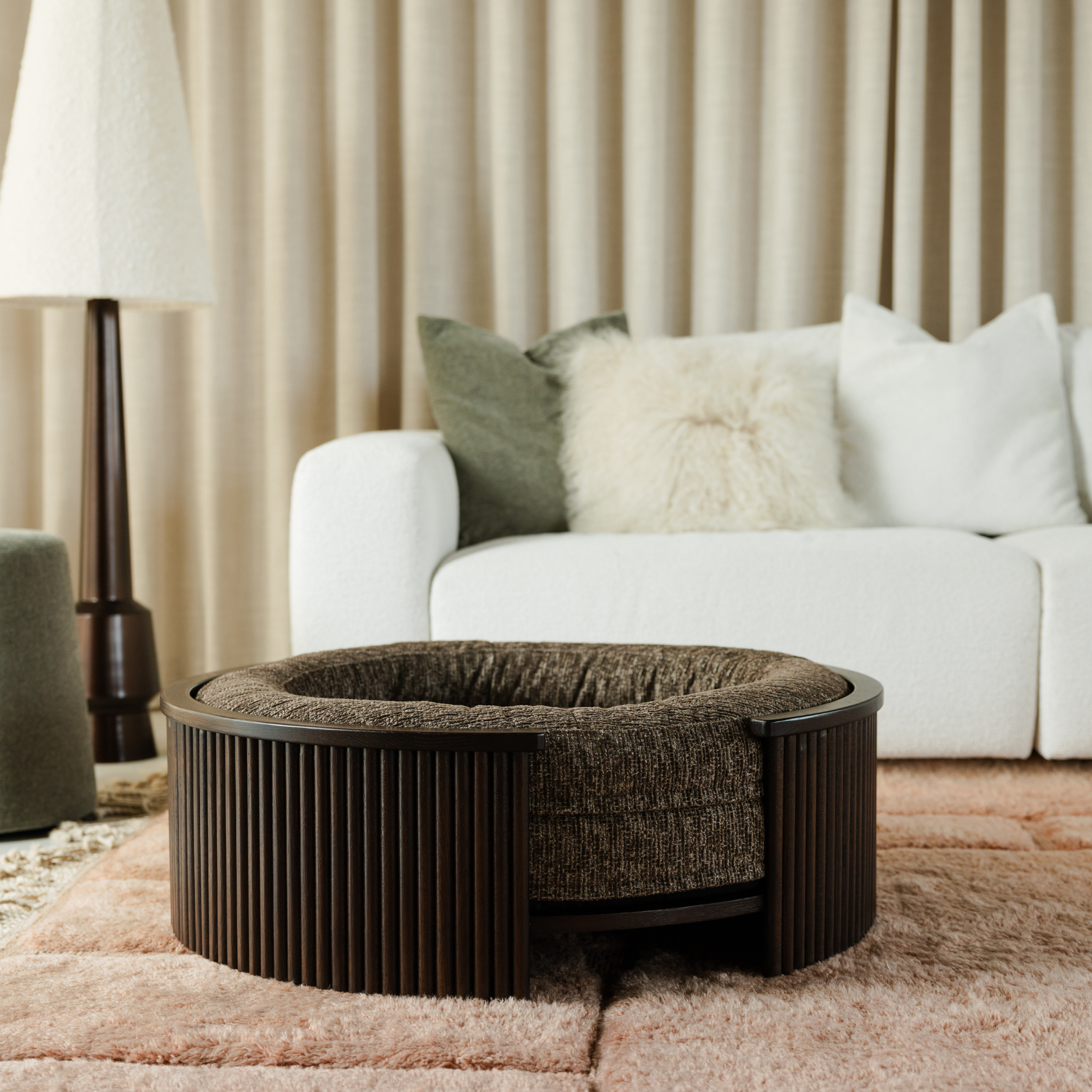Swirl Elite Pouf Espresso With Walnut