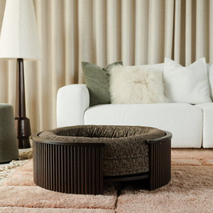 Swirl Elite Pouf Espresso With Walnut