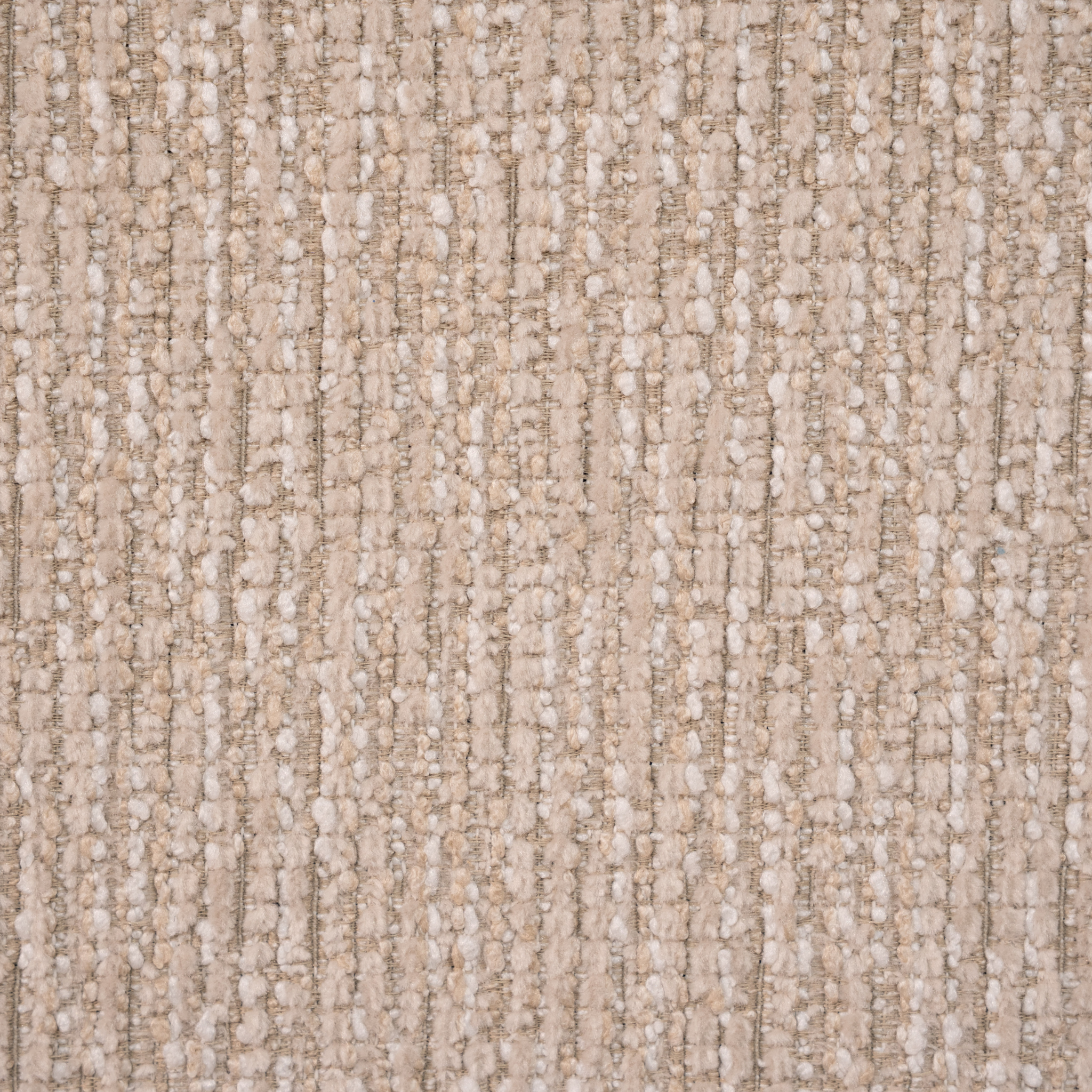 Beige and off-white textured woven fabric swatch with a vertical ribbed pattern.#color_clay-beige