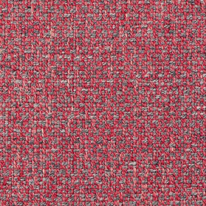 A close-up of a woven fabric texture featuring a heathered pattern of red, pink, and gray threads.