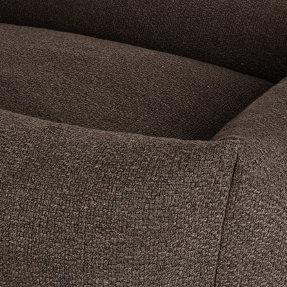 Close-up of the corner and seam of the Deep Taupe Snug dog bed 
