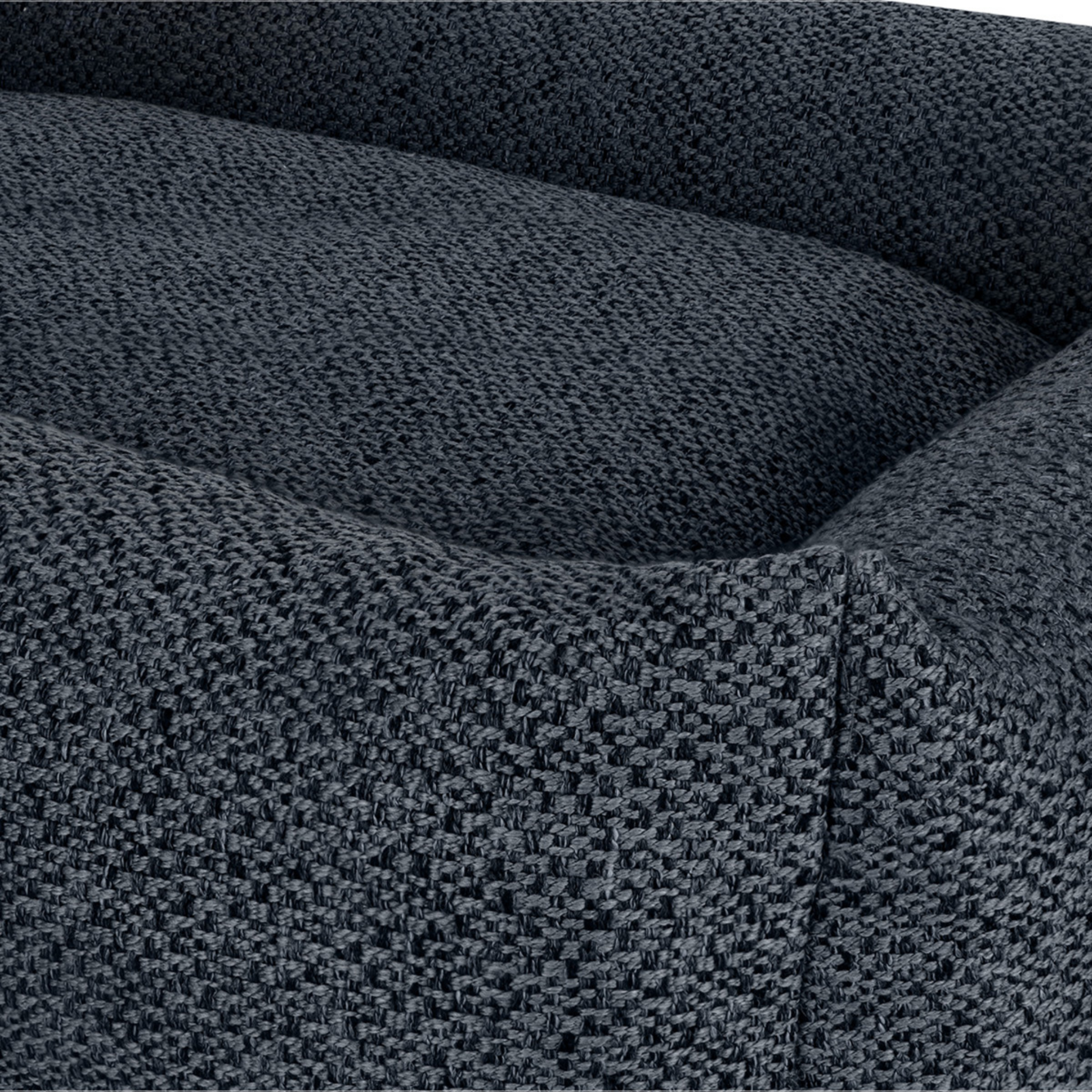 Close-up of the corner and seam of the Midnight Blue Snug dog bed 
