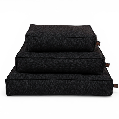 The Stargaze dog mattress in Coal Grey in all three sizes, stacked 