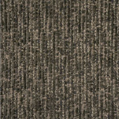 A close-up of a woven fabric texture with a vertical ribbed pattern in dark olive green, brown, and beige tones.