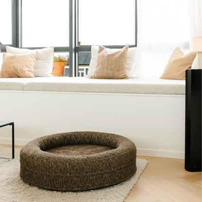 Cama para perros Swirl Elite Espresso sin estructura – cama ortopédica para perros y gatos con funda lavable