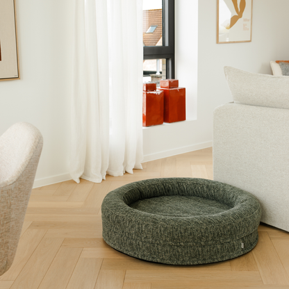 Cama para perros Swirl Elite Forest sin estructura – cama ortopédica para perros y gatos con funda lavable